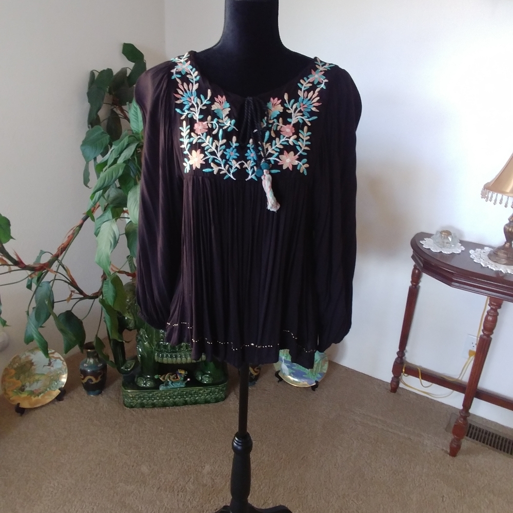 Beautiful Black Blouse with Beading